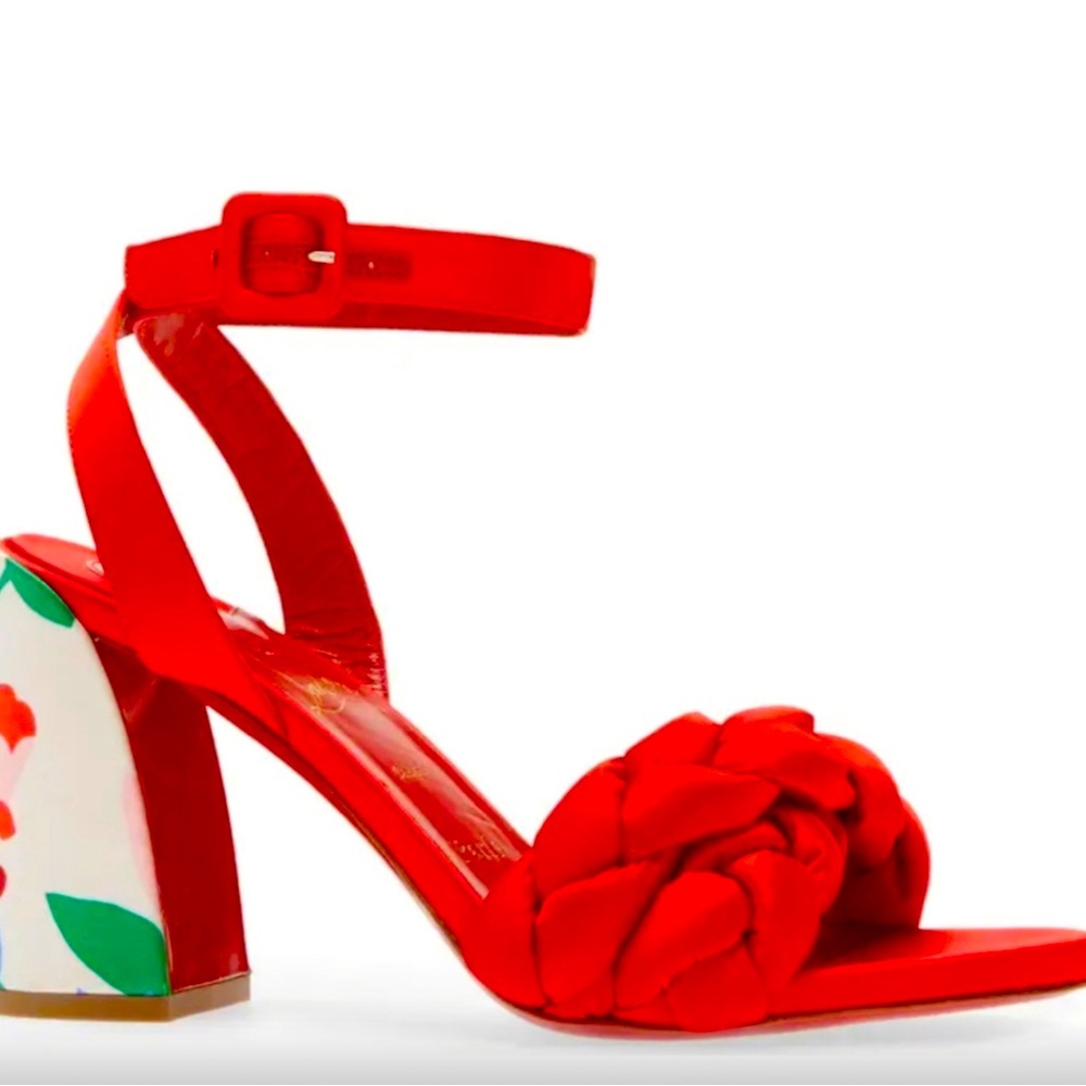 Christian Louboutin Brio Braided Satin Block Heel Sandal Size 39